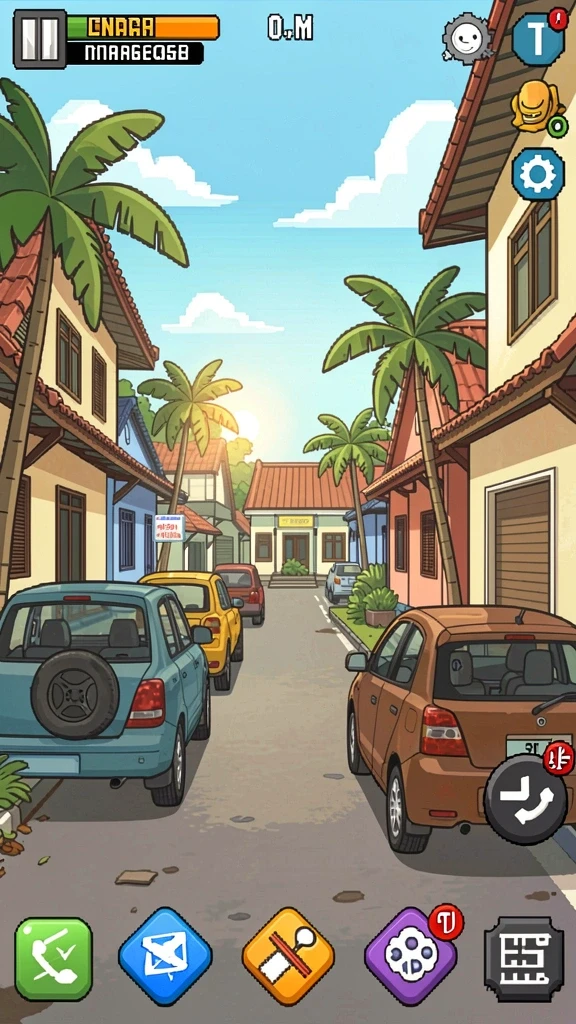Ilustrasi karakter yang siap bertempur dengan senjata unik.