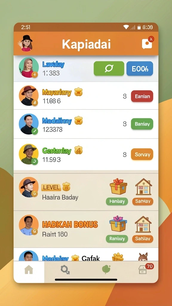 Fitur sosial untuk berinteraksi dengan pemain lain.