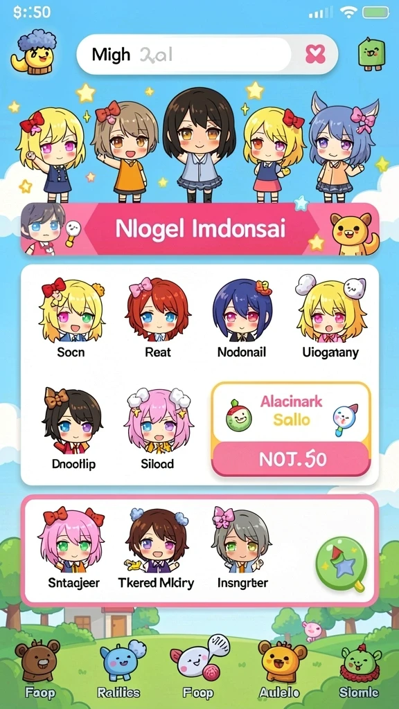 Karakter unik yang bisa Anda pilih.